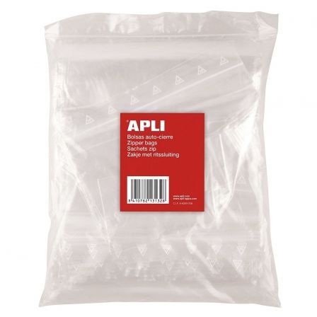Apli Bolsas Autocierre 60x80 mm Transparente Pack 100 Unidades